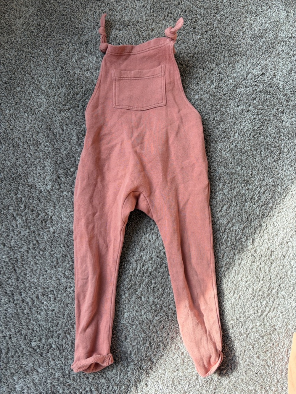Dusty Rose Knit Tie-Strap Overalls